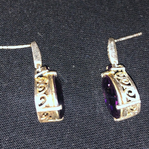 Vintage sapphire sterling silver earrings - Picture 3 of 4